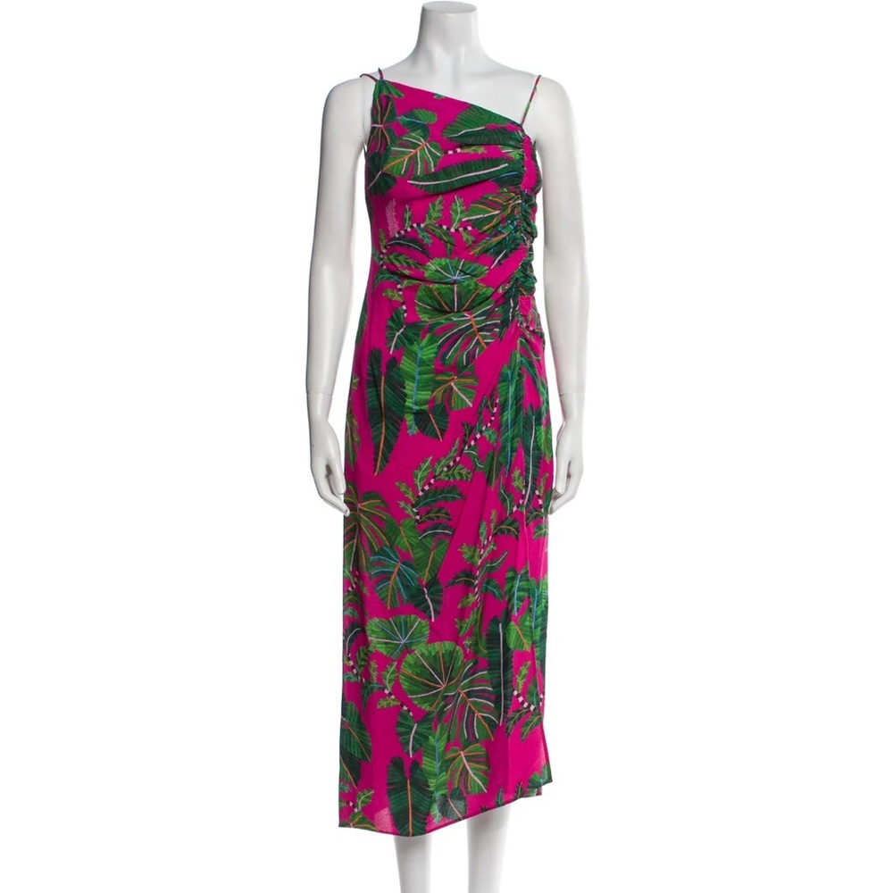 Farm Rio Floral Print Slip Dress Green Pink Size XS